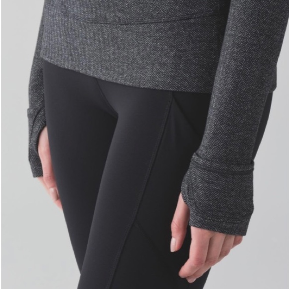 Lululemon Think Fast Pullover Heathered Herringbone Heathered Black Rulu Size 4 - Picture 13 of 13